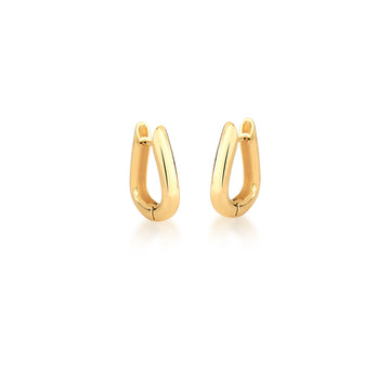 Brinco argola tubo forma gota lisa M dourada