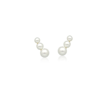Brinco ear cuff 3 pérolas dourado