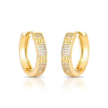 Brinco argola inspired cravejada com banho de ouro 18k