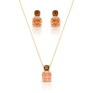 Conjunto quadrado com champanhe e café com banho de ouro 18k