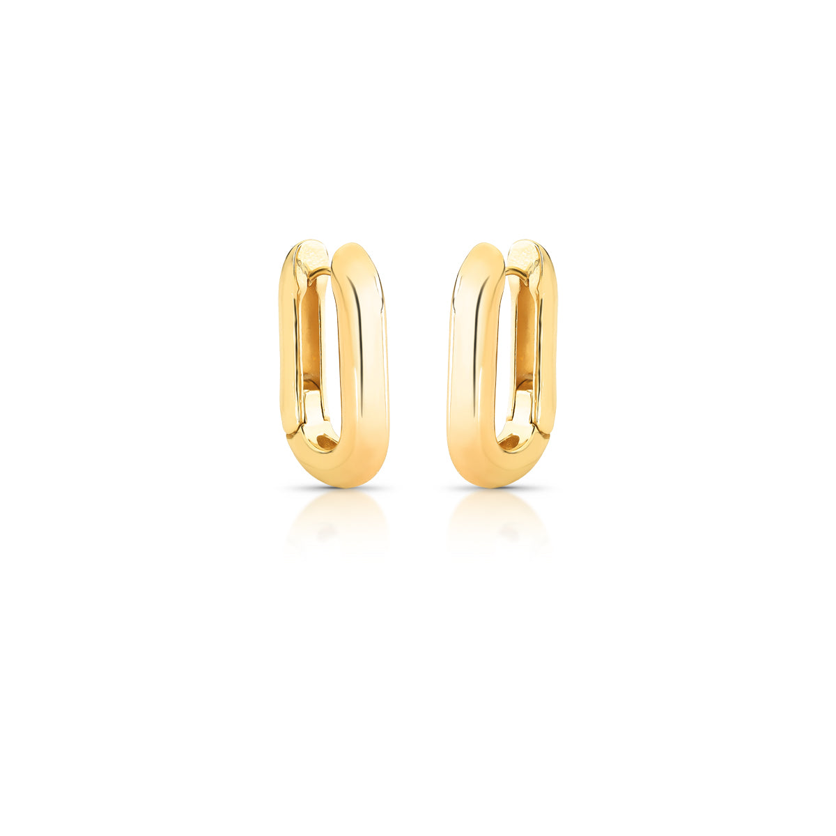 Brinco argola retangular lisa com banho de ouro 18k