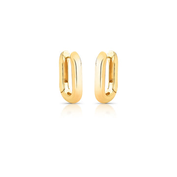 Brinco argola retangular lisa com banho de ouro 18k