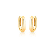 Brinco argola retangular lisa com banho de ouro 18k