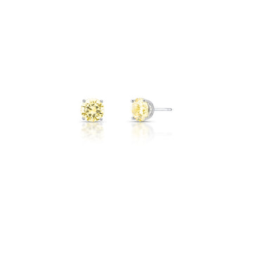 Brinco prata 925 oval citrino 8mm com banho de ródio branco