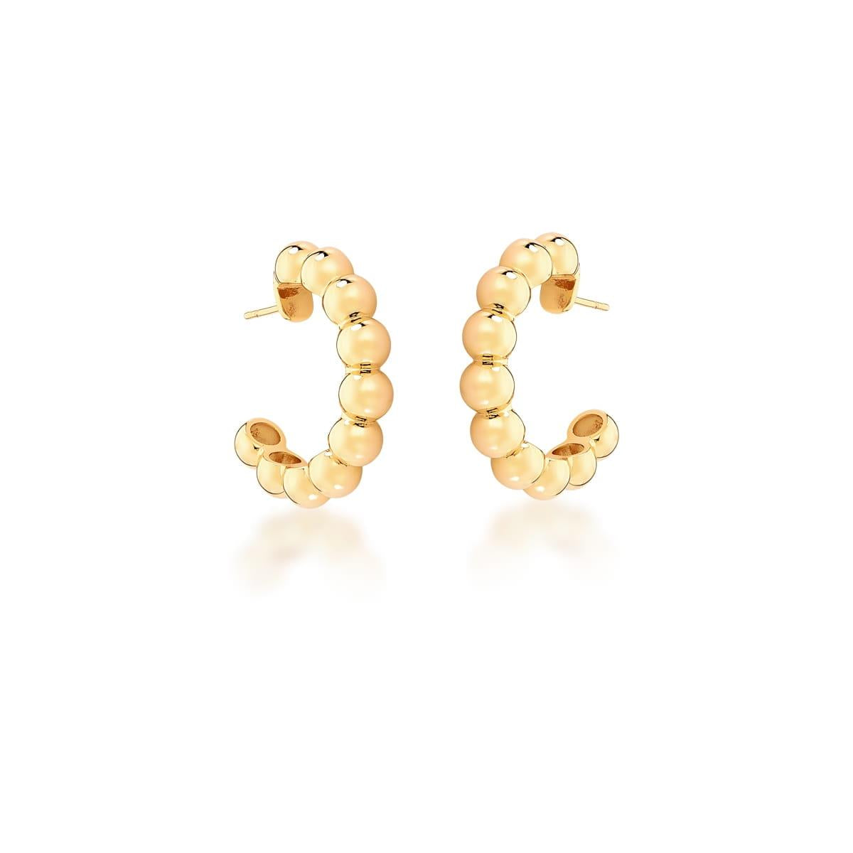 Brinco argola esferas lisas com banho de ouro 18k