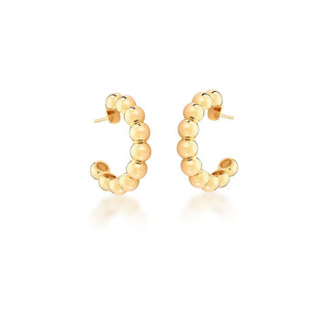 Brinco argola esferas lisas com banho de ouro 18k