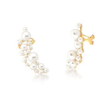 Brinco maxi ear cuff pérolas dourado