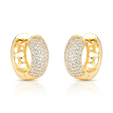 Brinco argola larga luxo cravejada com banho de ouro 18k