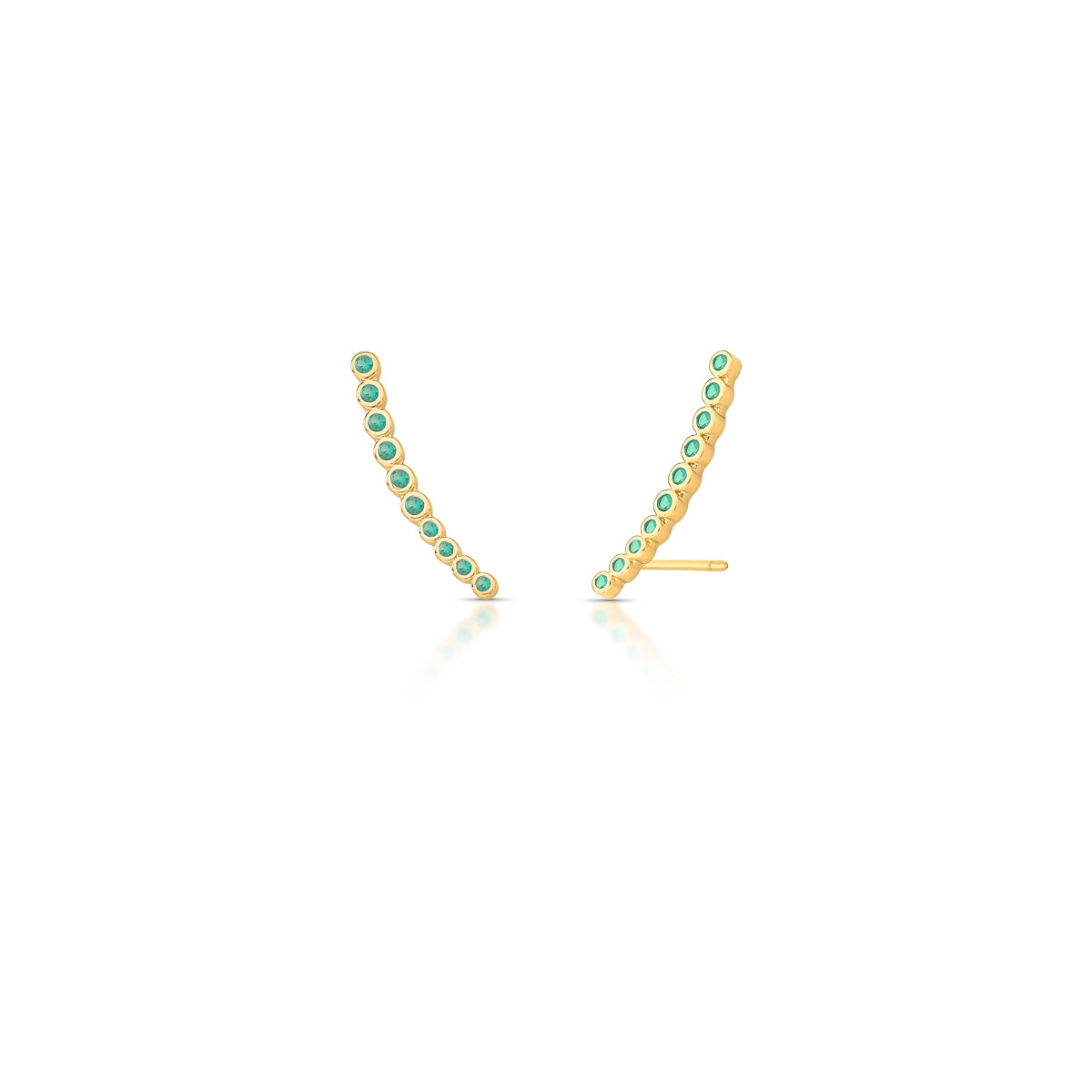 Brinco ear cuff ovais slim esmeralda com banho de ouro 18k