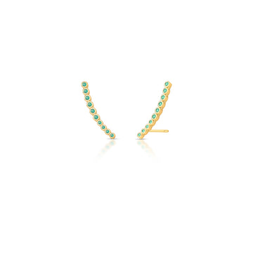 Brinco ear cuff ovais slim esmeralda com banho de ouro 18k