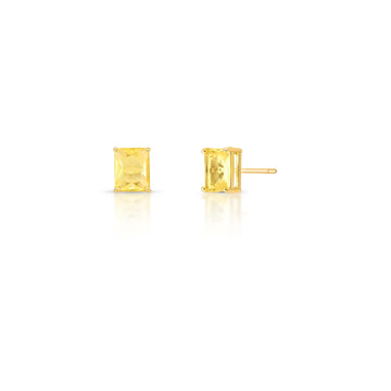 Brinco retângulo citrino com banho de ouro 18k