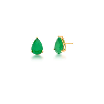 Brinco gota G esmeralda dourado
