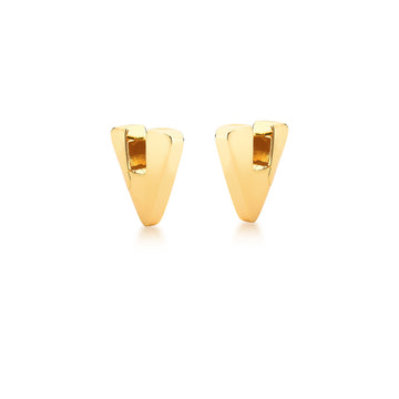 Brinco argola triangular abaloada lisa dourada