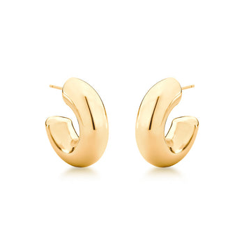 Brinco argola tubo maior com banho de ouro 18k