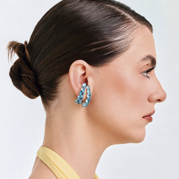Brinco ear hook topázio maxi zircônias Manu com banho de ródio branco
