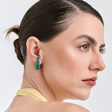 Brinco ear hook turmalina maxi zircônias Manu com banho de ródio branco