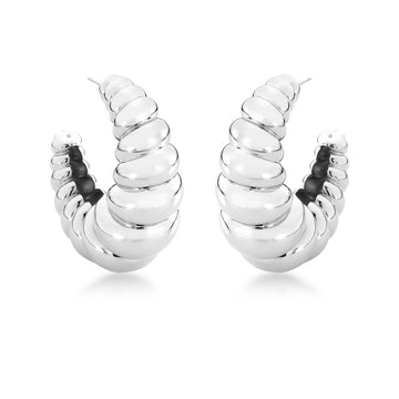 Brinco maxi argola caracol G em ródio branco