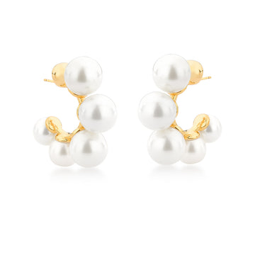 Brinco argola maxi pérolas dourada