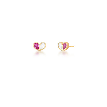 Brinco coração cristal e rosa dourado