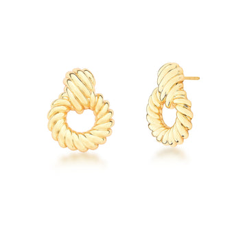 Brinco argola frontal entrelaçada com pino dourado