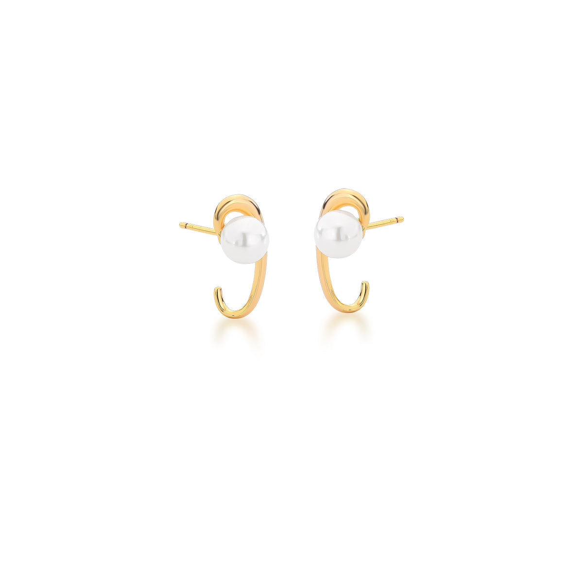 Brinco ear hook slim com pérola dourado