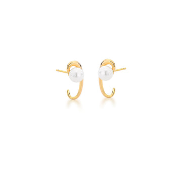 Brinco ear hook slim com pérola dourado