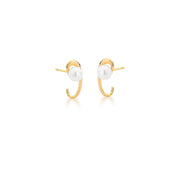 Brinco ear hook slim com pérola com banho de ouro 18k