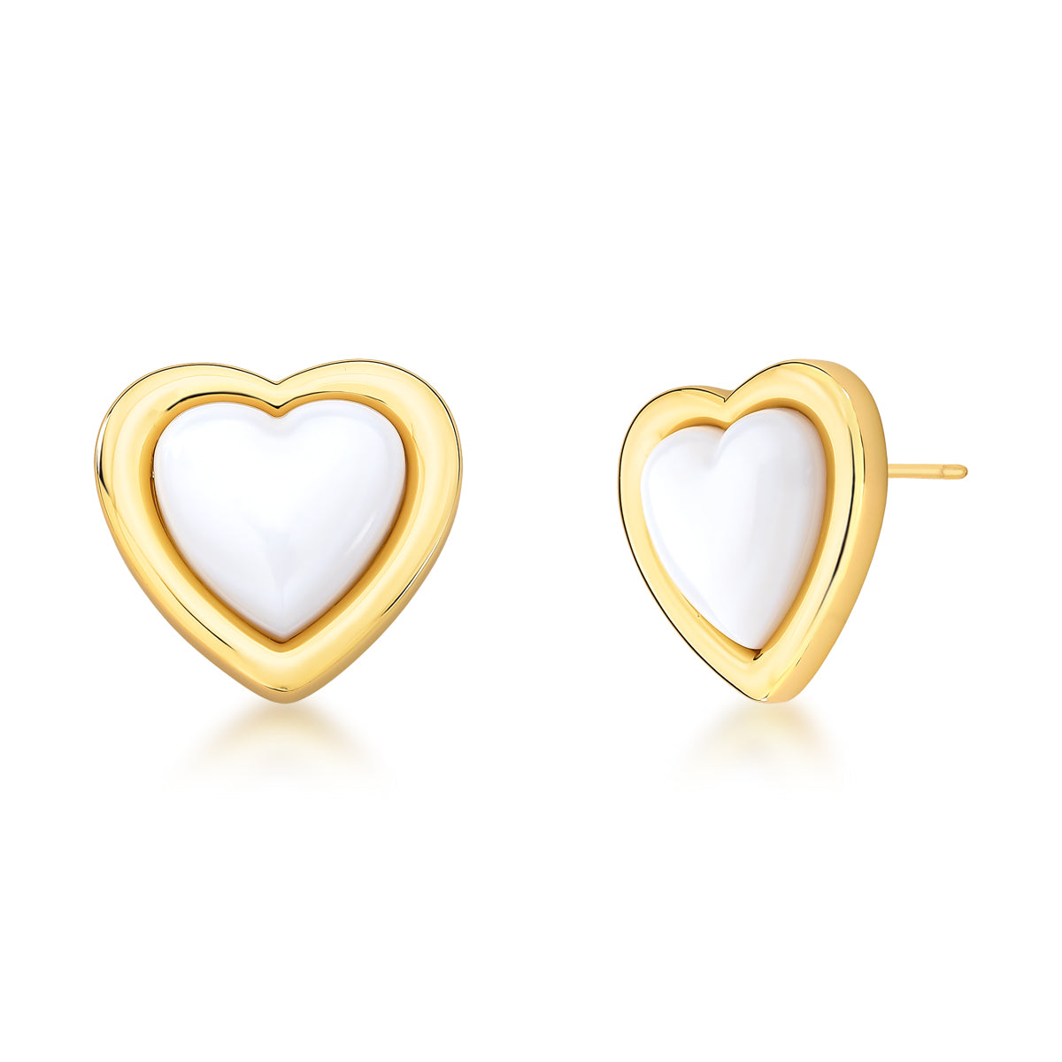 Brinco coração madrepérola com banho de ouro18k