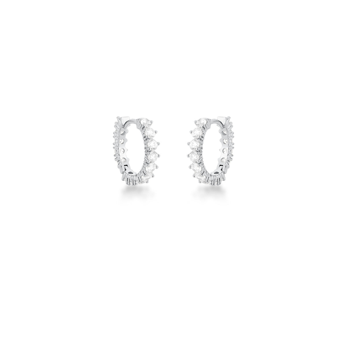 Brinco argola zircônia cristal com banho de ródio branco
