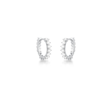 Brinco argola zircônia cristal com banho de ródio branco
