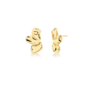 Brinco estilo flor orgânico com banho de ouro 18k