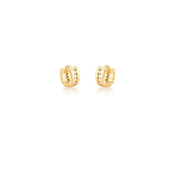Brinco argolinha ovais lisos e zirconia dourado