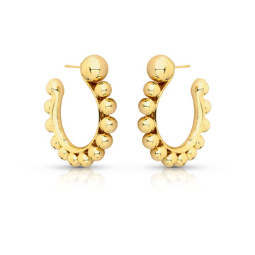 Brinco argola esferas com banho de ouro 18k