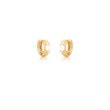 Brinco argola lisa com oval cristal dourado