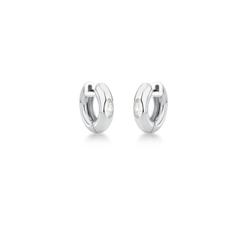 Brinco argola lisa com gota cristal com banho de ródio branco