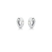Brinco argola lisa com gota cristal com banho de ródio branco