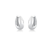 Brinco argola canoa abaloada maior em ródio branco