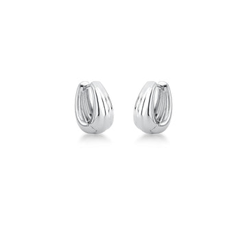 Brinco argola canoa abaloada menor em ródio branco