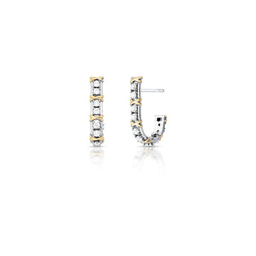 Brinco prata 925 argola inspired Celina detalhe X dourado