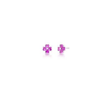 Brinco prata 925 flor menor turmalina rosa