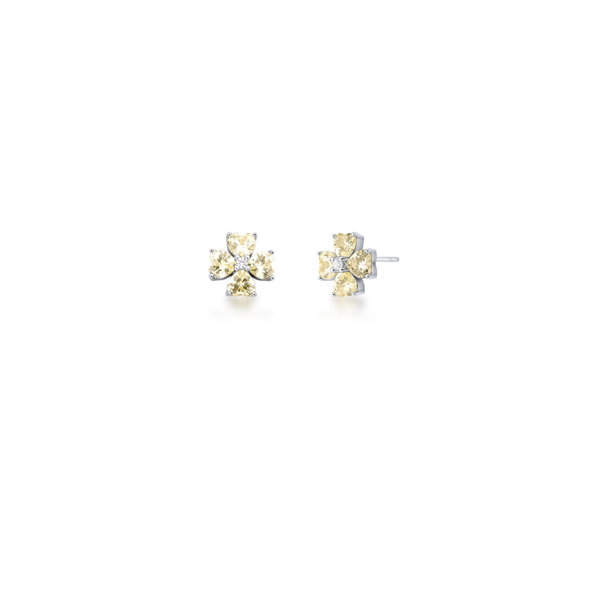 Brinco prata 925 flor maior citrino