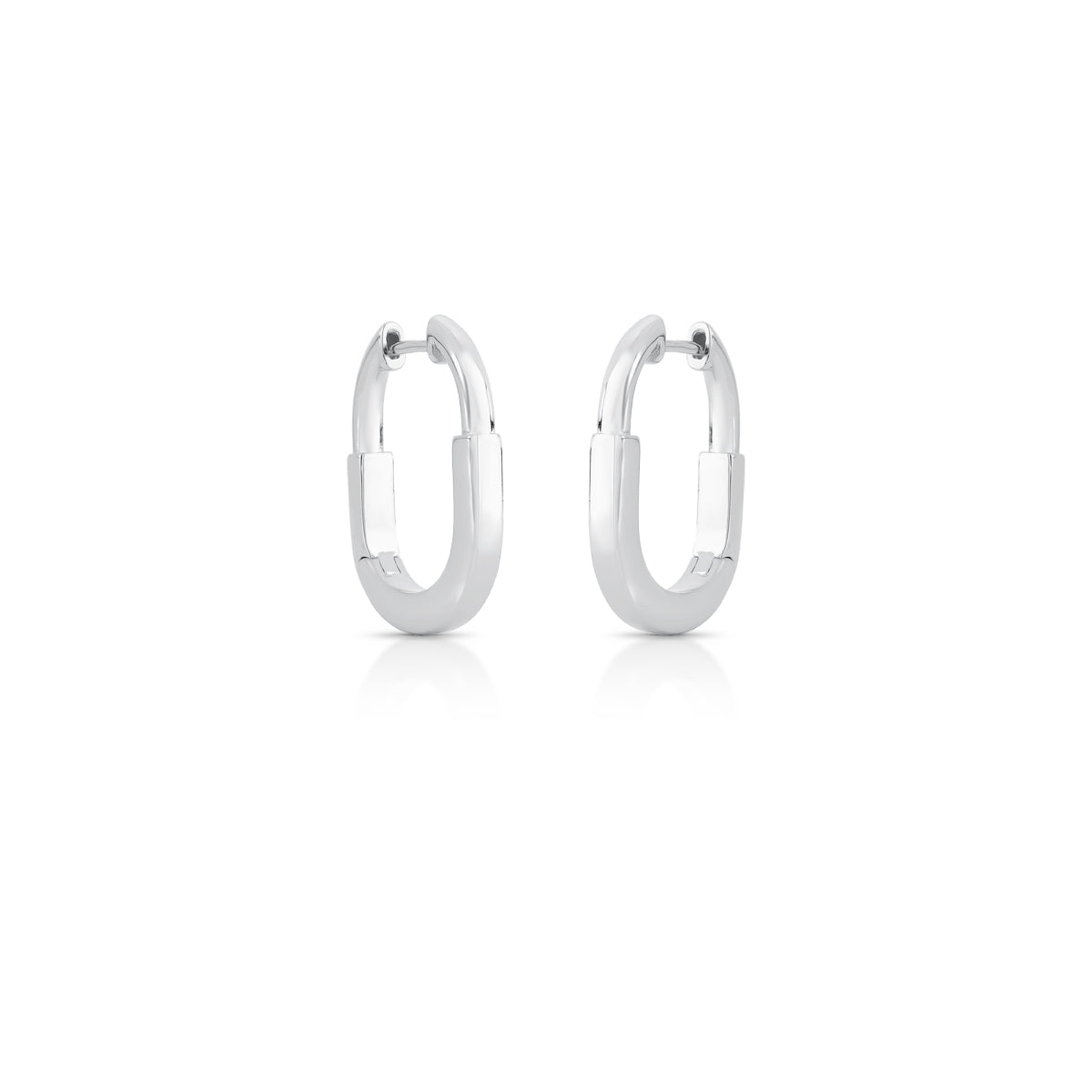 Brinco argola lock lisa com banho de ródio branco