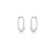 Brinco argola lock lisa com banho de ródio branco