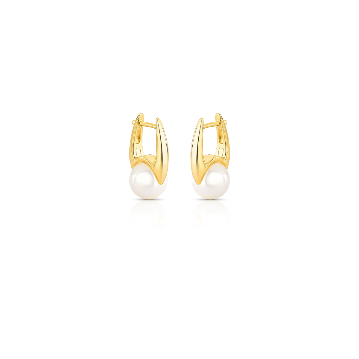 Brinco argola menor gota com pérola com banho de ouro 18k