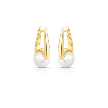 Brinco argola maior gota com pérola com banho de ouro 18k