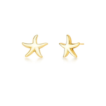 Brinco estrela lisa com banho de ouro 18k