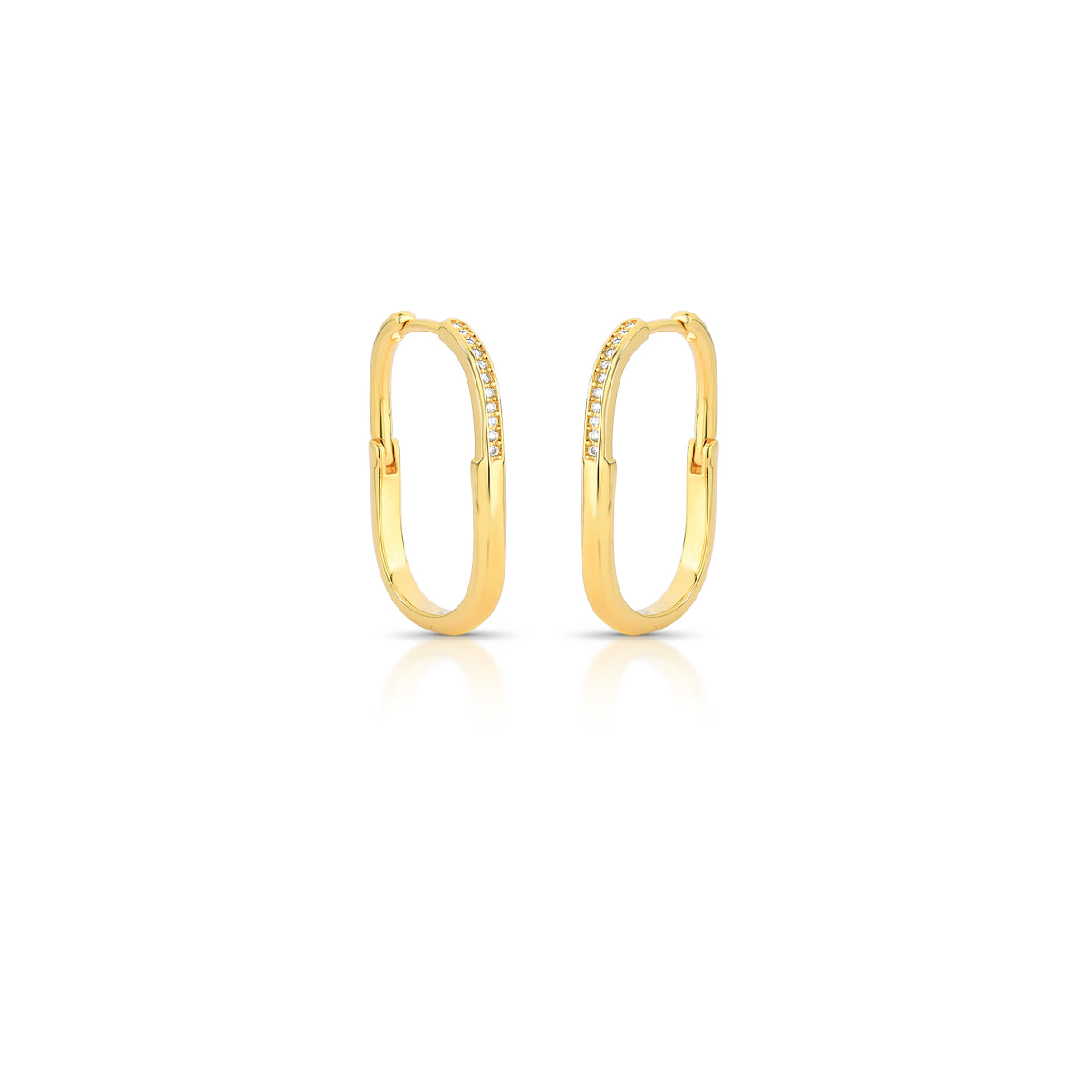 Brinco argola Lock slim menor com banho de ouro 18k