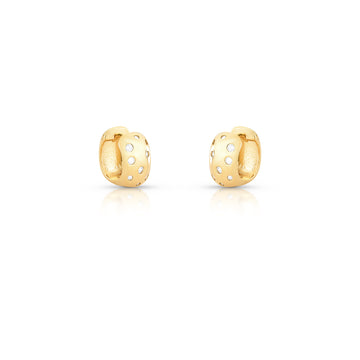 Brinco argola quadrada larga com pontos de luz menor com banho de ouro 18k