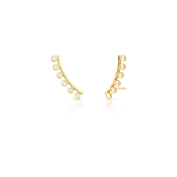 Brinco ear cuff ovais cristais com banho de ouro 18k