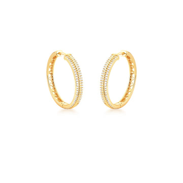 Brinco argola slim cravejada G com banho de ouro 18k